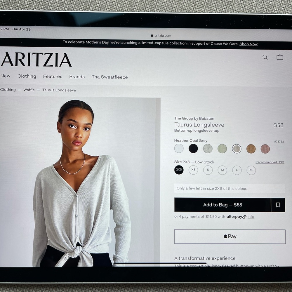 Long-sleeve, tie- front shirt